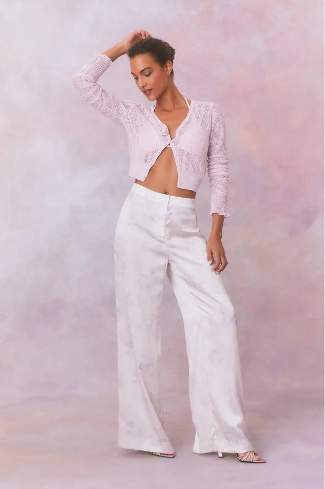 Women Pants and Shorts LoveShackFancy Daniya Wide Leg Printed Silk Pants Lilac Pearl Women Pants and Shorts LoveShackFancy Daniya Wide Leg Printed Silk Pants Lilac Pearl