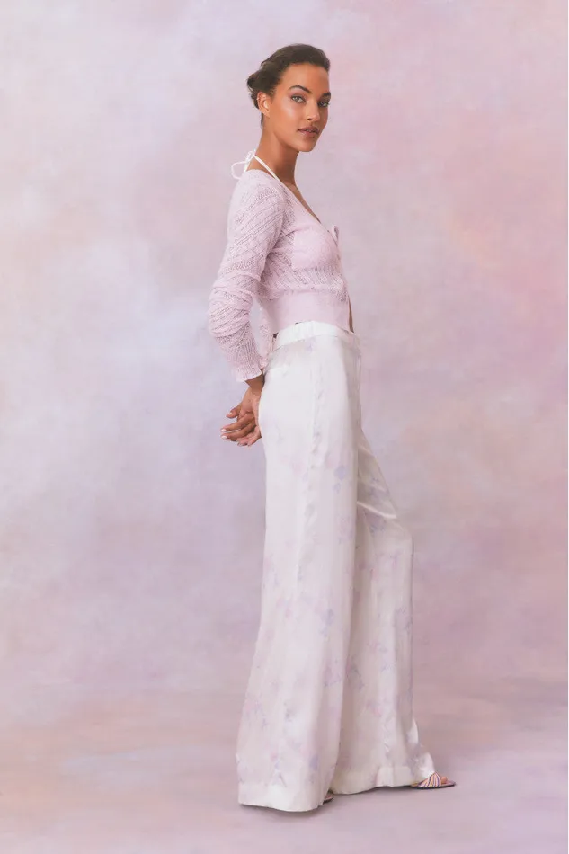Women Pants and Shorts LoveShackFancy Daniya Wide Leg Printed Silk Pants Lilac Pearl Women Pants and Shorts LoveShackFancy Daniya Wide Leg Printed Silk Pants Lilac Pearl