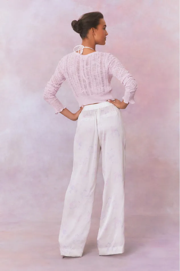 Women Pants and Shorts LoveShackFancy Daniya Wide Leg Printed Silk Pants Lilac Pearl Women Pants and Shorts LoveShackFancy Daniya Wide Leg Printed Silk Pants Lilac Pearl