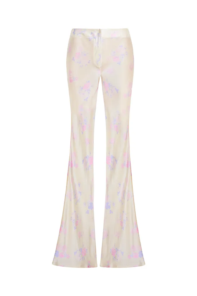 Women Pants and Shorts LoveShackFancy Daniya Wide Leg Printed Silk Pants Lilac Pearl Women Pants and Shorts LoveShackFancy Daniya Wide Leg Printed Silk Pants Lilac Pearl