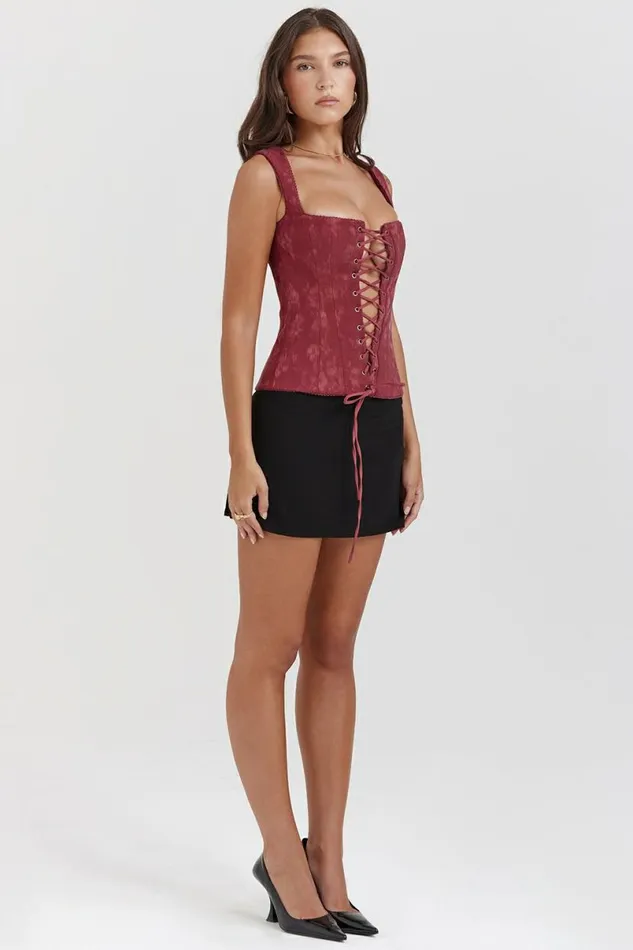 Women Parisa Merlot Floral Corset House Of CB Corsets