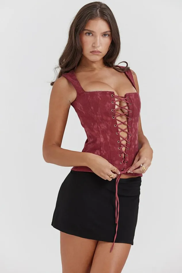 Women Parisa Merlot Floral Corset House Of CB Corsets