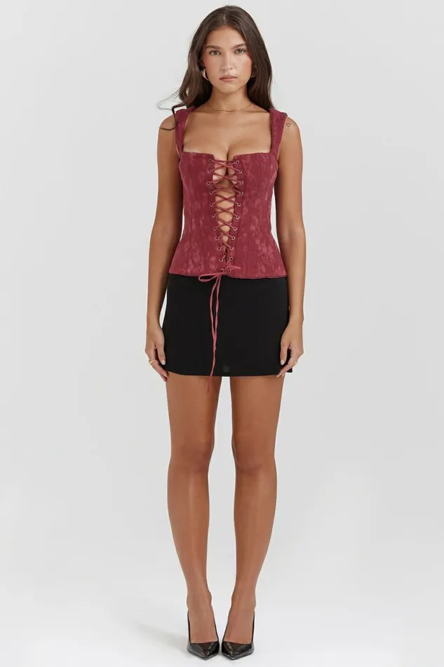 Women Parisa Merlot Floral Corset House Of CB Corsets