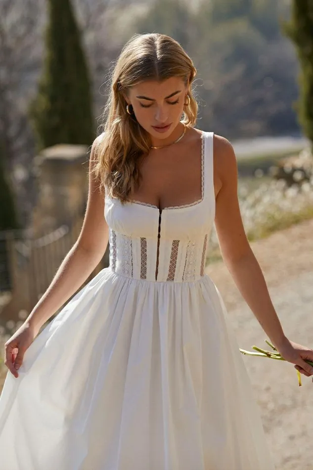 Women Perle White Lace Trim Midi Dress House Of CB Dresses