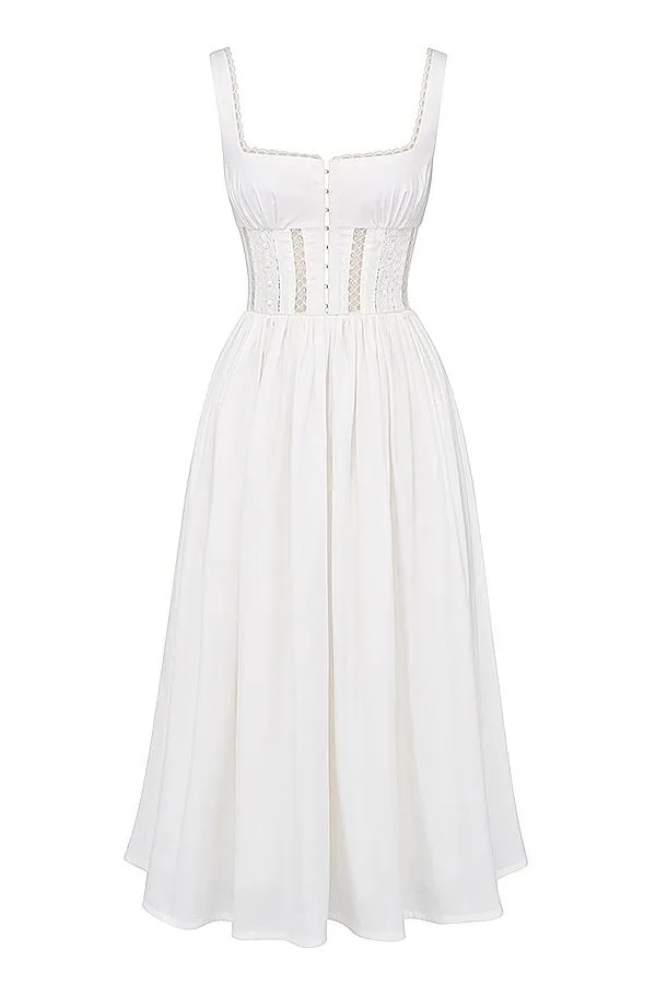 Women Perle White Lace Trim Midi Dress House Of CB Dresses