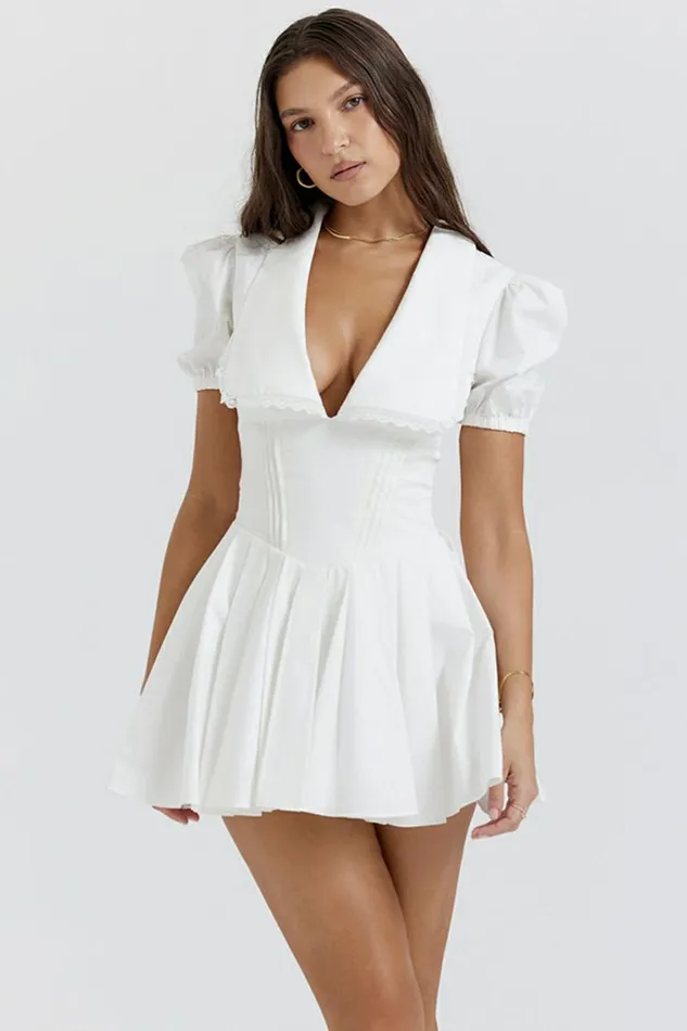 Women Piera White Pleated Mini Dress House Of CB Dresses