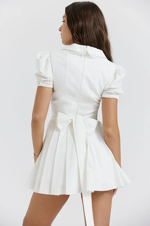Women Piera White Pleated Mini Dress House Of CB Dresses