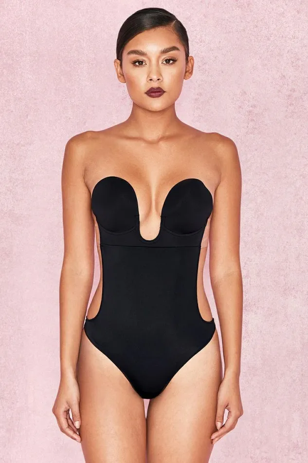 Women PLUNGE SELF ADHESIVE BACKLESS BODYSUIT 8211 BLACK House Of CB Shapewear