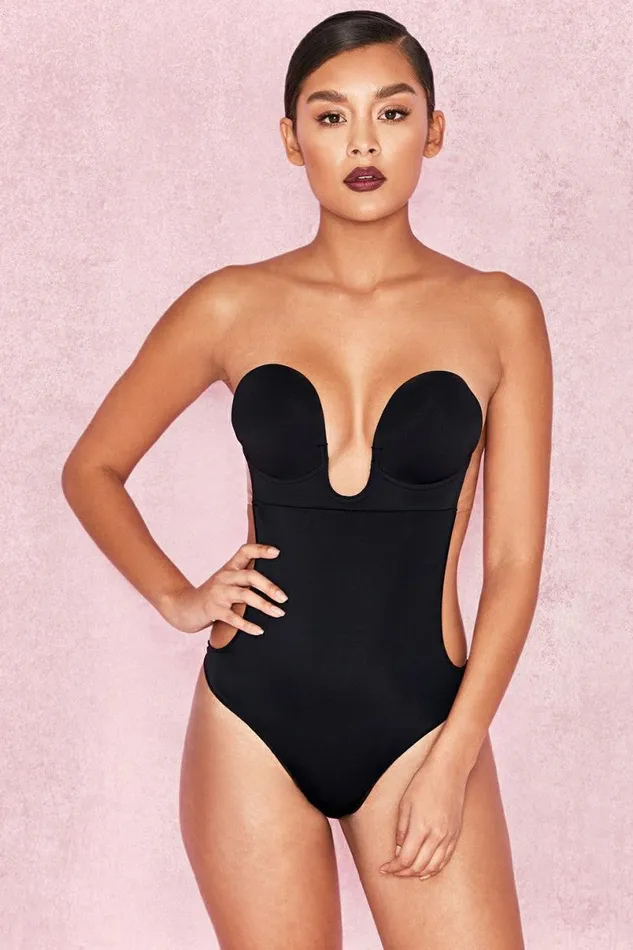 Women PLUNGE SELF ADHESIVE BACKLESS BODYSUIT 8211 BLACK House Of CB Shapewear