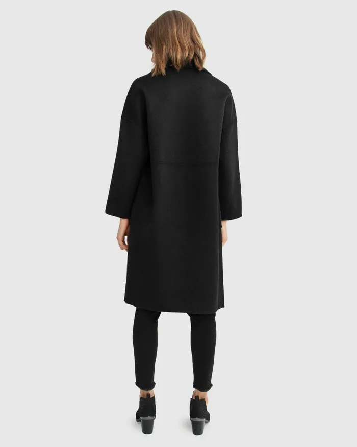 Women Publisher DoubleBreasted Wool Blend Coat 8211 Black Coats and Jackets Belle and Bloom