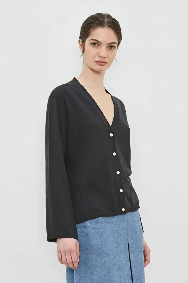 Women ROSY 8211 Silk Cardigan 8211 Nero Massimo Alba Knitwear