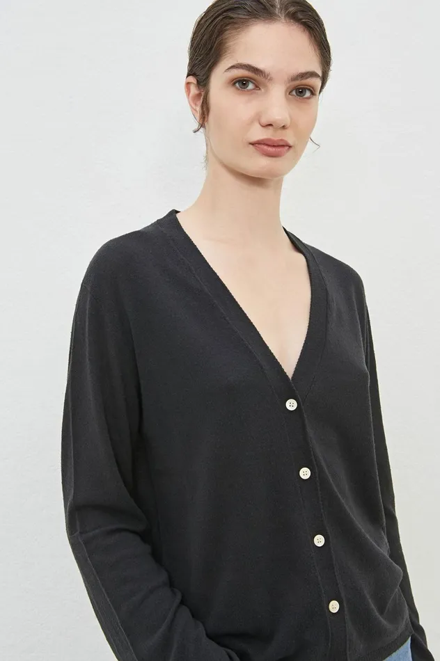 Women ROSY 8211 Silk Cardigan 8211 Nero Massimo Alba Knitwear