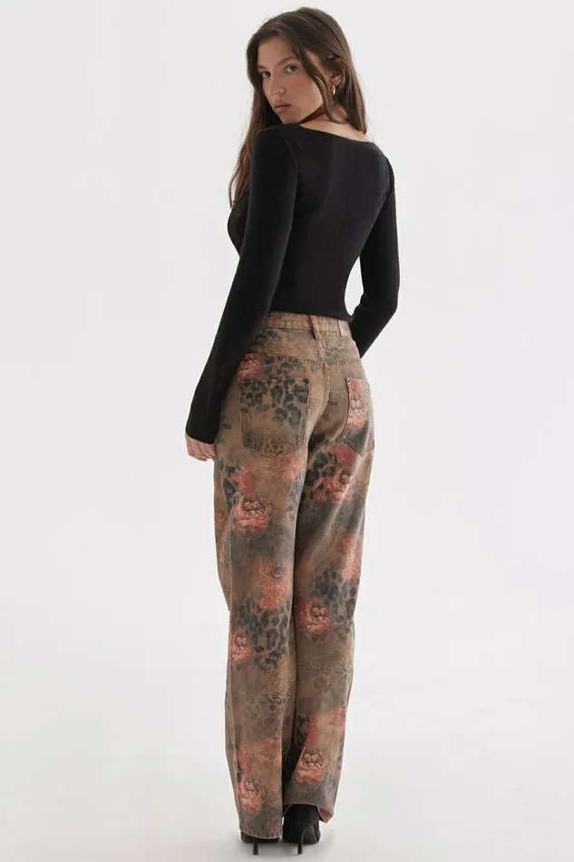 Women Samia Floral Printed Jeans House Of CB Bottoms