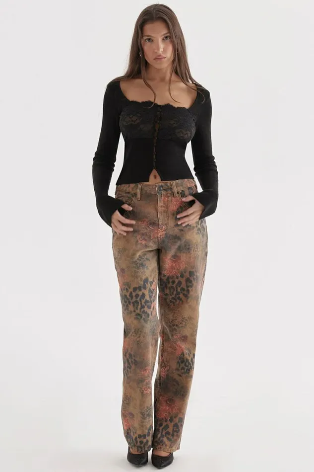 Women Samia Floral Printed Jeans House Of CB Bottoms