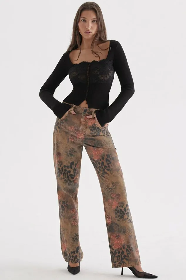 Women Samia Floral Printed Jeans House Of CB Bottoms