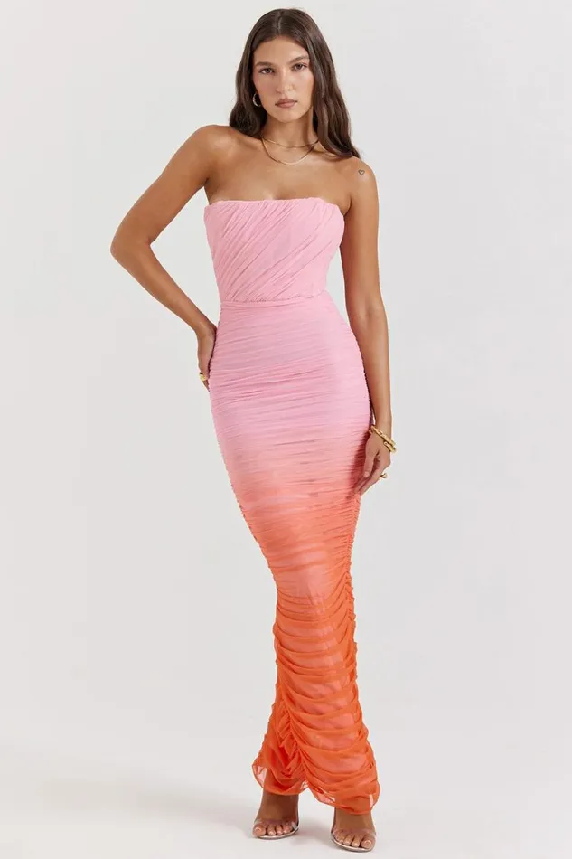 Women Sapphire Ombre Gathered Maxi Dress House Of CB Dresses
