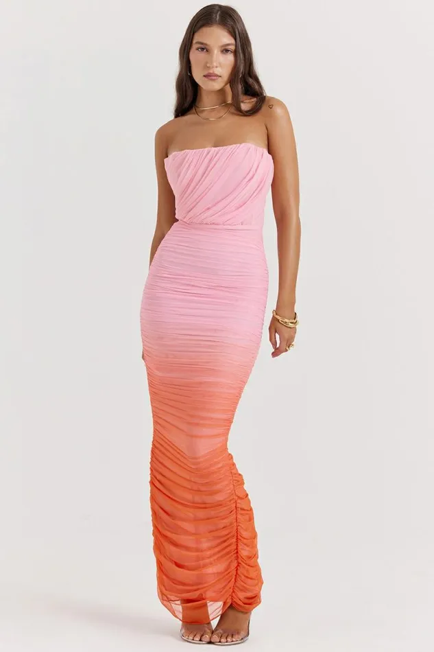 Women Sapphire Ombre Gathered Maxi Dress House Of CB Dresses Women Sapphire Ombre Gathered Maxi Dress House Of CB Dresses