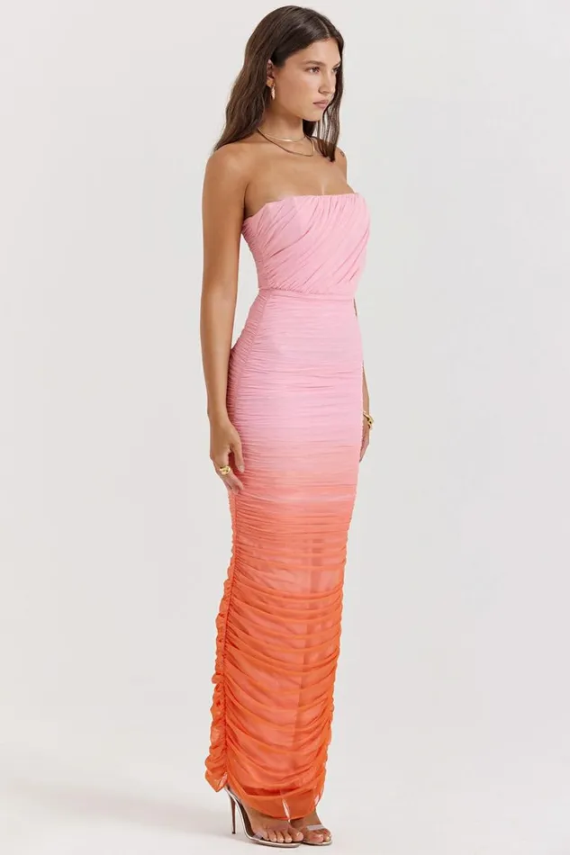Women Sapphire Ombre Gathered Maxi Dress House Of CB Dresses Women Sapphire Ombre Gathered Maxi Dress House Of CB Dresses