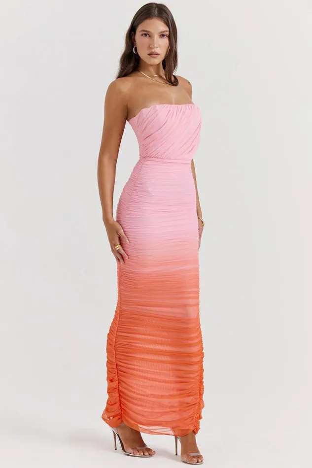 Women Sapphire Ombre Gathered Maxi Dress House Of CB Dresses Women Sapphire Ombre Gathered Maxi Dress House Of CB Dresses