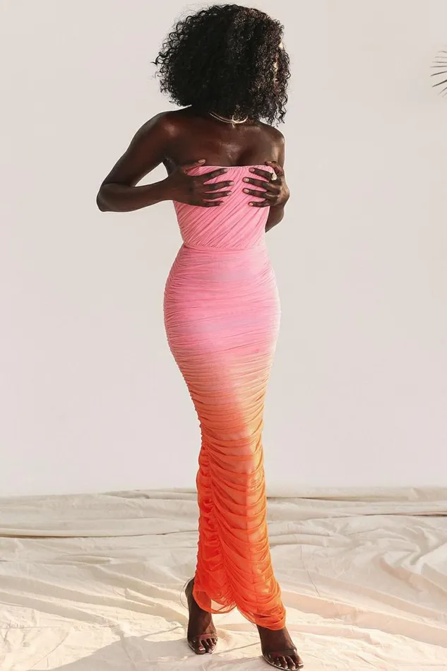 Women Sapphire Ombre Gathered Maxi Dress House Of CB Dresses Women Sapphire Ombre Gathered Maxi Dress House Of CB Dresses