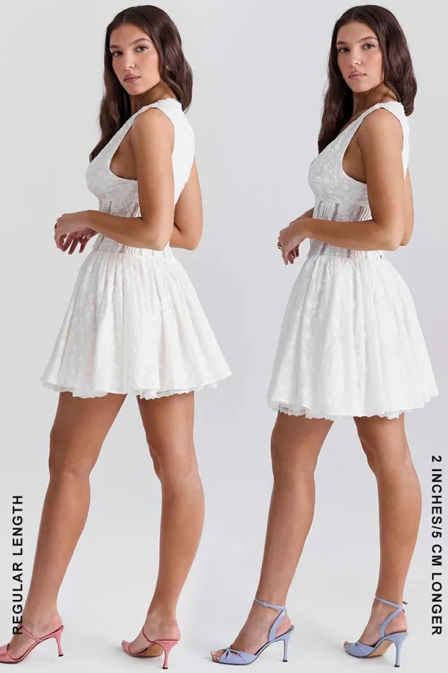 Women Sarita White Cotton Broderie Anglais Plunge Mini Dress House Of CB Dresses Women Sarita White Cotton Broderie Anglais Plunge Mini Dress House Of CB Dresses