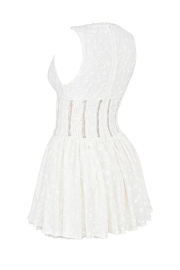 Women Sarita White Cotton Broderie Anglais Plunge Mini Dress House Of CB Dresses Women Sarita White Cotton Broderie Anglais Plunge Mini Dress House Of CB Dresses