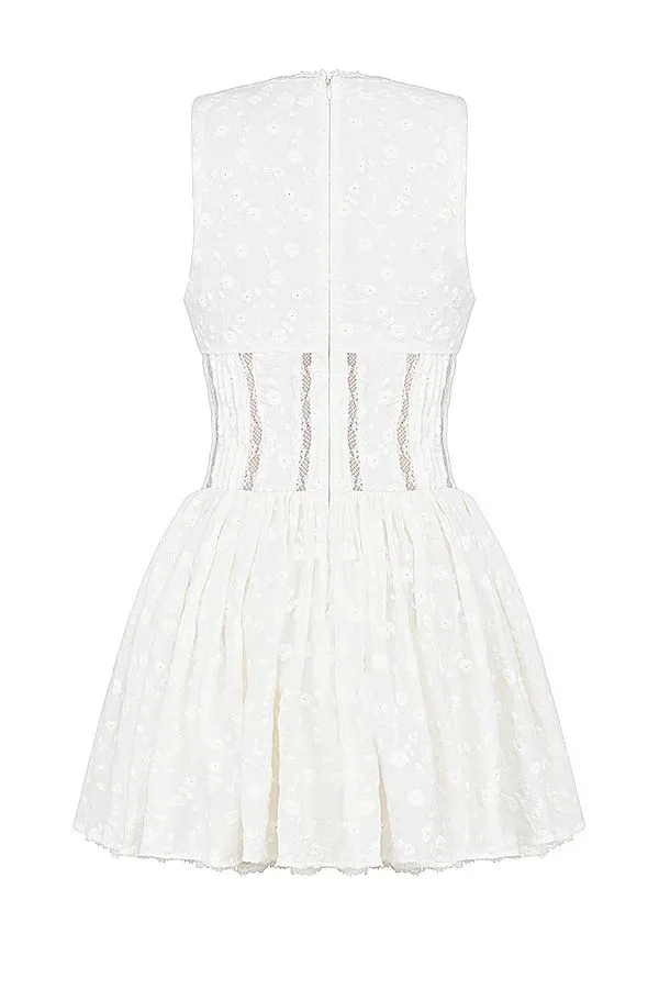Women Sarita White Cotton Broderie Anglais Plunge Mini Dress House Of CB Dresses Women Sarita White Cotton Broderie Anglais Plunge Mini Dress House Of CB Dresses