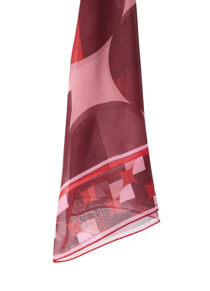 Women Scarves St John SJ Logo Bold Geo Silk Twill Scarf Rouge Multi Women Scarves St John SJ Logo Bold Geo Silk Twill Scarf Rouge Multi