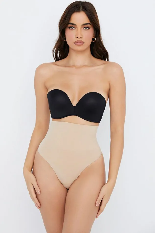 Women SCULPTING HIGH WAIST THONG ALMOND House Of CB Shapewear
