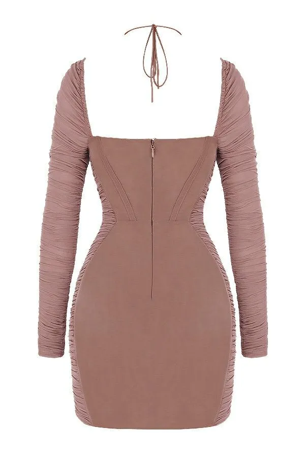 Women Sebastiana Mocha Ruched Corset Mini Dress House Of CB Dresses Women Sebastiana Mocha Ruched Corset Mini Dress House Of CB Dresses