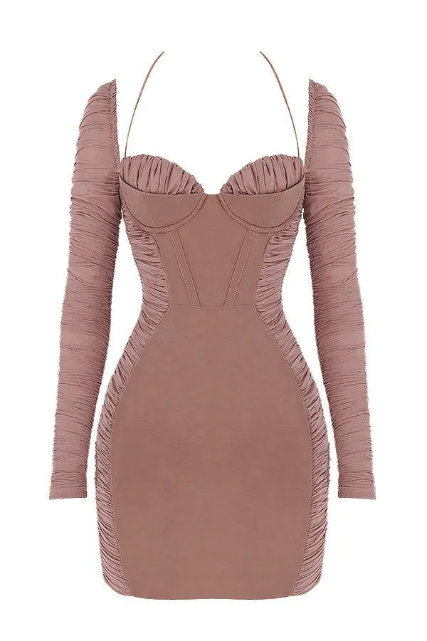 Women Sebastiana Mocha Ruched Corset Mini Dress House Of CB Dresses Women Sebastiana Mocha Ruched Corset Mini Dress House Of CB Dresses