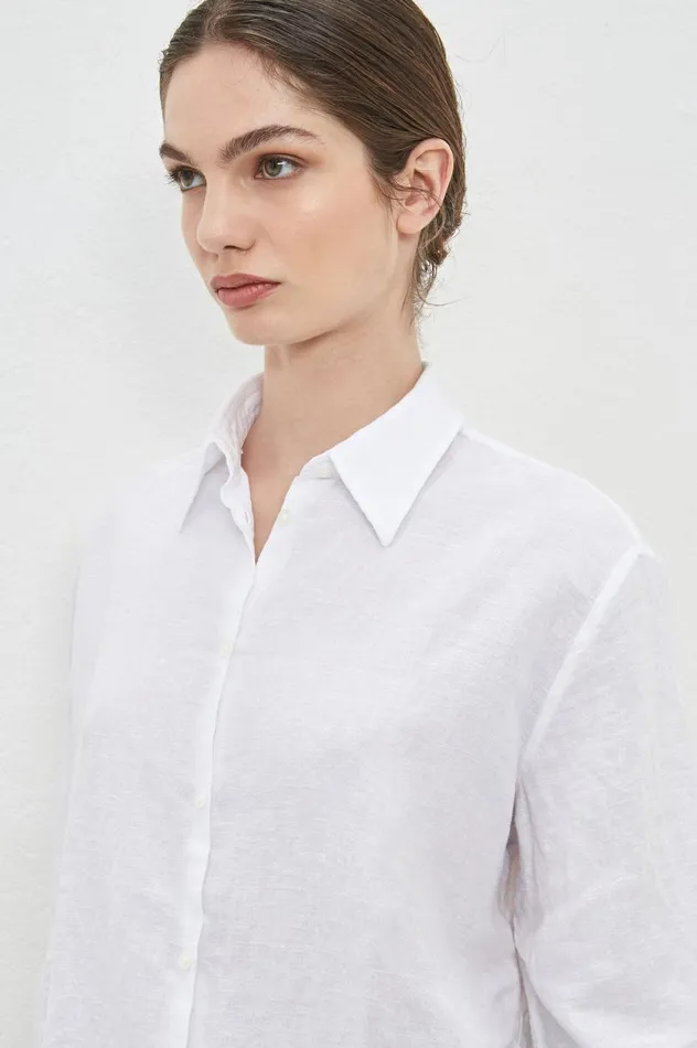 Women SELMA 8211 Linen Shirt 8211 Bianco Massimo Alba Shirts