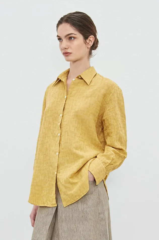 Women SELMA 8211 Linen Shirt 8211 Mostarda Massimo Alba Shirts