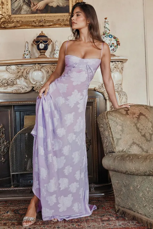 Women Seren Orchid Floral Lace Back Maxi Dress House Of CB Dresses