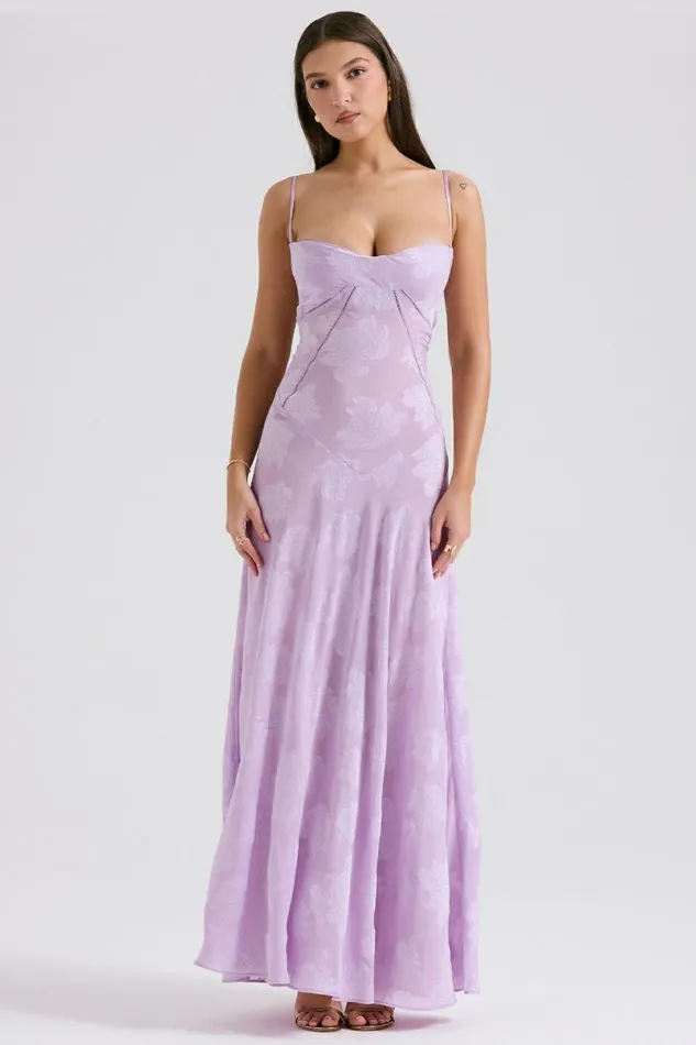 Women Seren Orchid Floral Lace Back Maxi Dress House Of CB Dresses