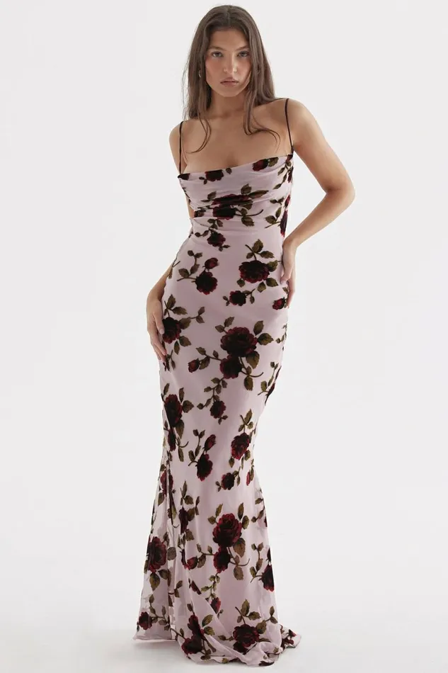 Women Serena Pink Devore Maxi Dress House Of CB Dresses Women Serena Pink Devore Maxi Dress House Of CB Dresses