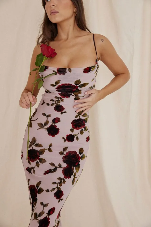 Women Serena Pink Devore Maxi Dress House Of CB Dresses Women Serena Pink Devore Maxi Dress House Of CB Dresses