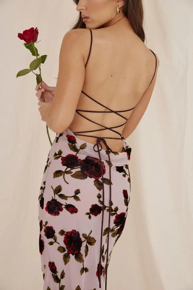 Women Serena Pink Devore Maxi Dress House Of CB Dresses Women Serena Pink Devore Maxi Dress House Of CB Dresses