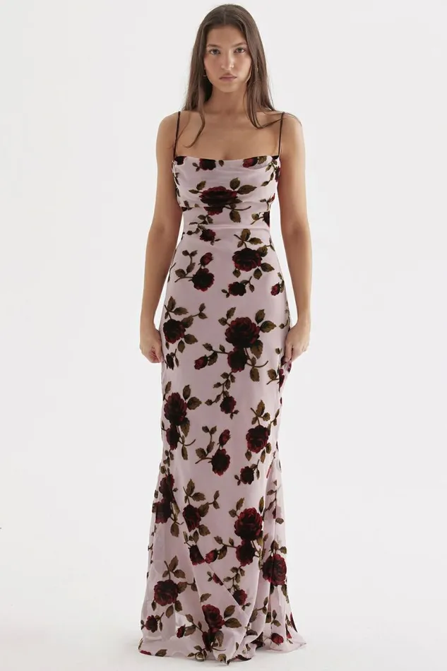 Women Serena Pink Devore Maxi Dress House Of CB Dresses Women Serena Pink Devore Maxi Dress House Of CB Dresses