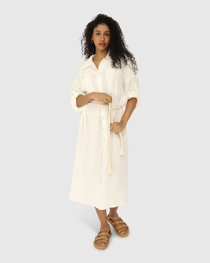Women Seven Wonders Maxi Shirt Dress 8211 White Dresses Belle and Bloom