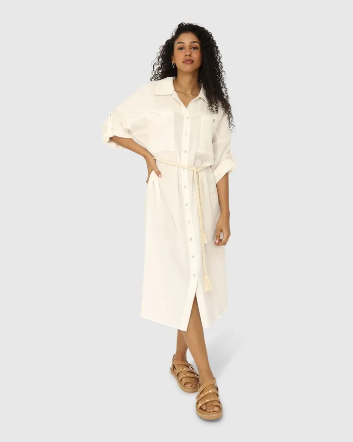 Women Seven Wonders Maxi Shirt Dress 8211 White Dresses Belle and Bloom