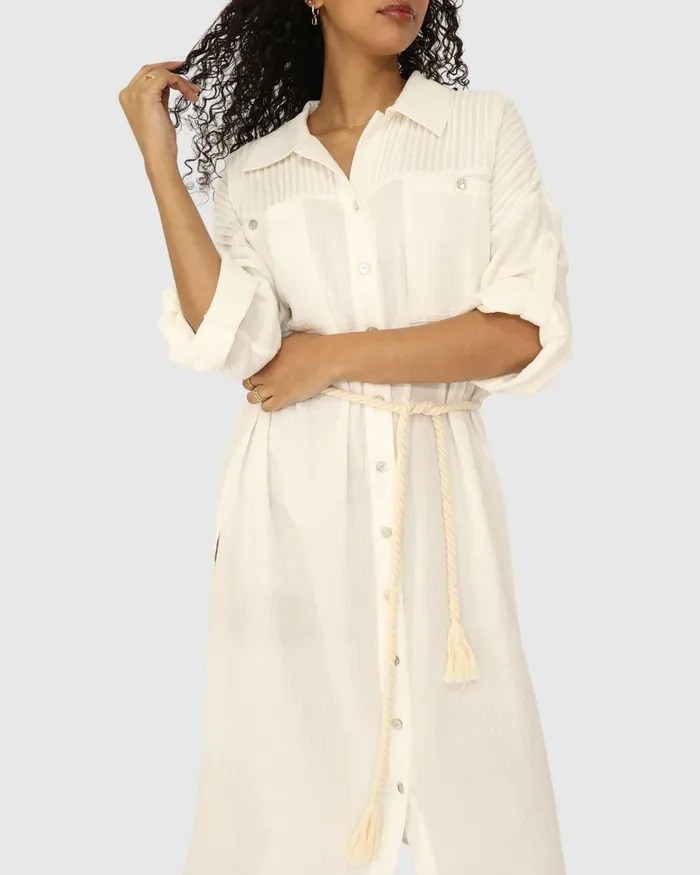 Women Seven Wonders Maxi Shirt Dress 8211 White Dresses Belle and Bloom