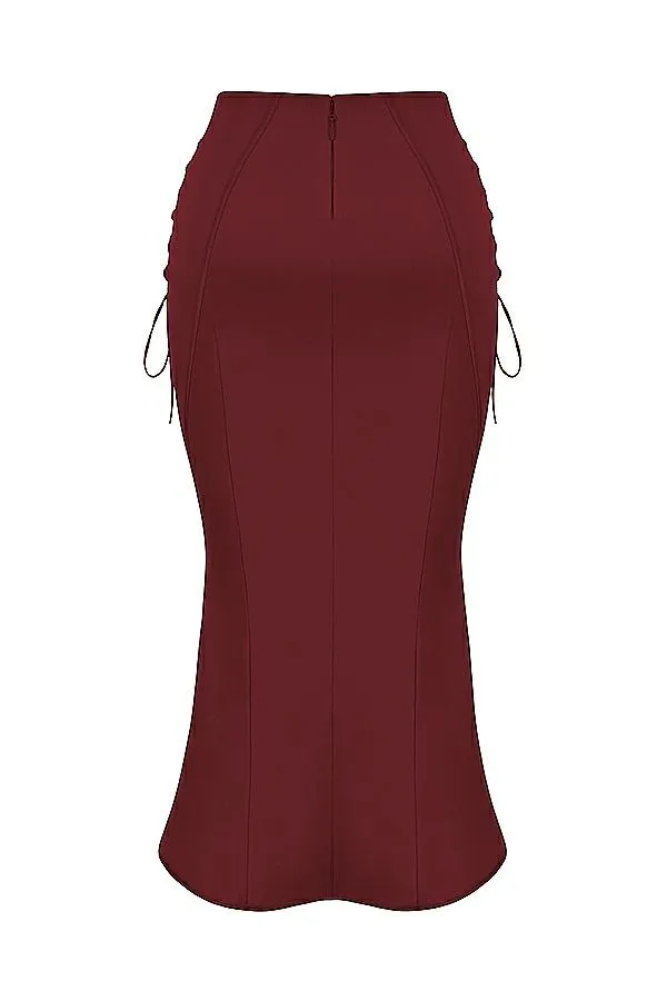 Women Sidonie Wine Satin Lace Up Midi Skirt House Of CB Dresses Women Sidonie Wine Satin Lace Up Midi Skirt House Of CB Dresses