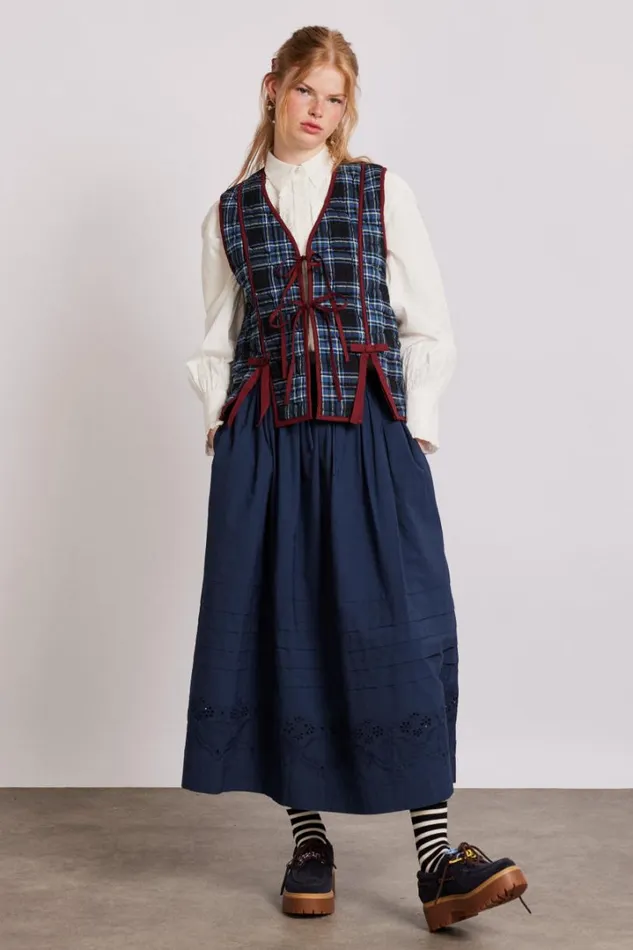 Women Skirts Damson Madder Kelsey Midi Skirt 8211 Navy