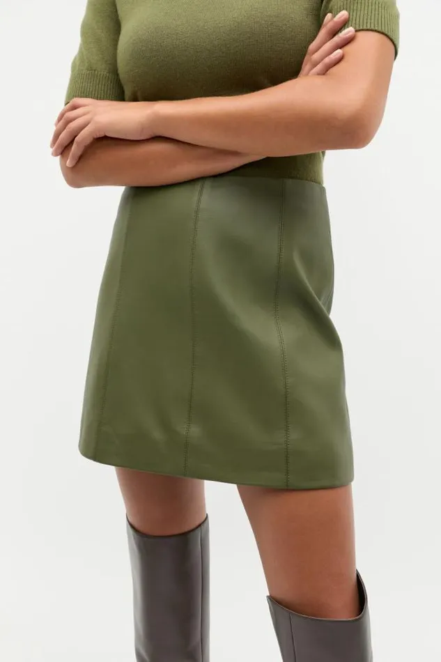 Women Skirts Seed Heritage Leather Mini Panel Skirt Rainforest