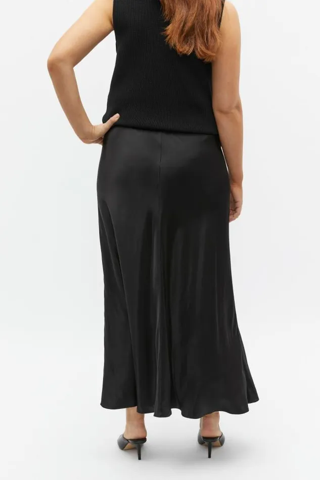 Women Skirts Seed Heritage Satin Midi Swing Skirt Black