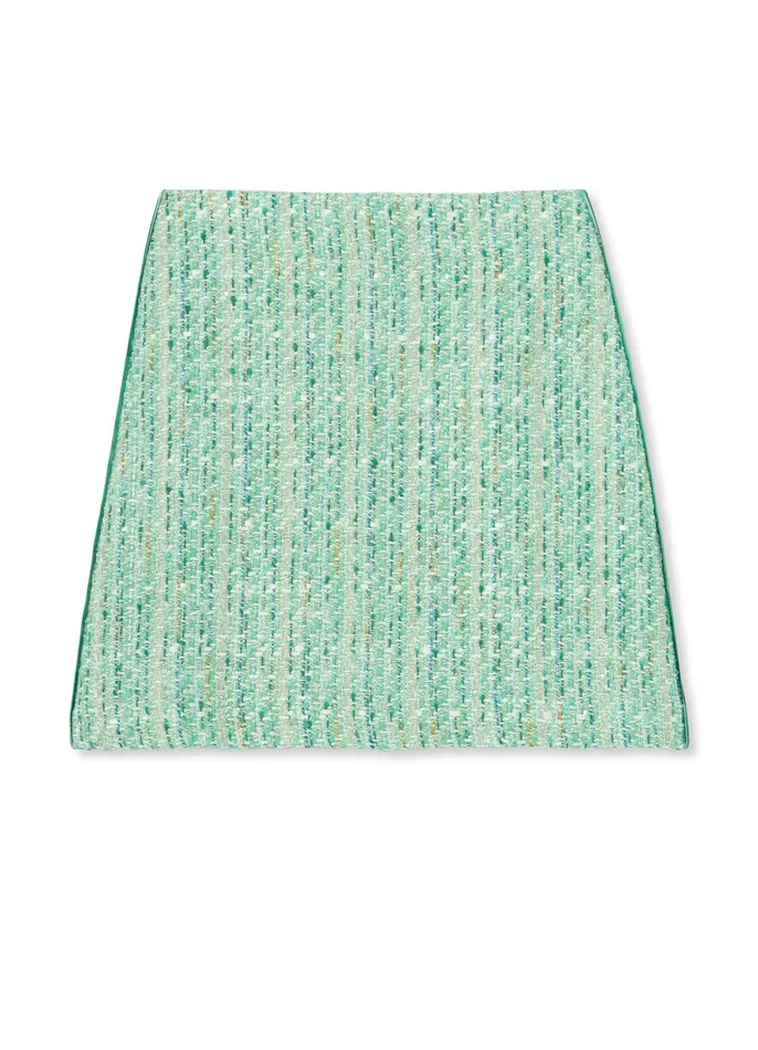 Women Skirts St John Lurex Tweed Short Skirt Jade Multi