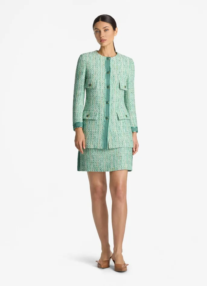 Women Skirts St John Lurex Tweed Short Skirt Jade Multi Women Skirts St John Lurex Tweed Short Skirt Jade Multi