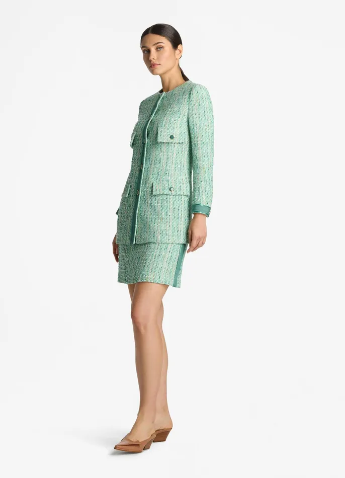 Women Skirts St John Lurex Tweed Short Skirt Jade Multi Women Skirts St John Lurex Tweed Short Skirt Jade Multi