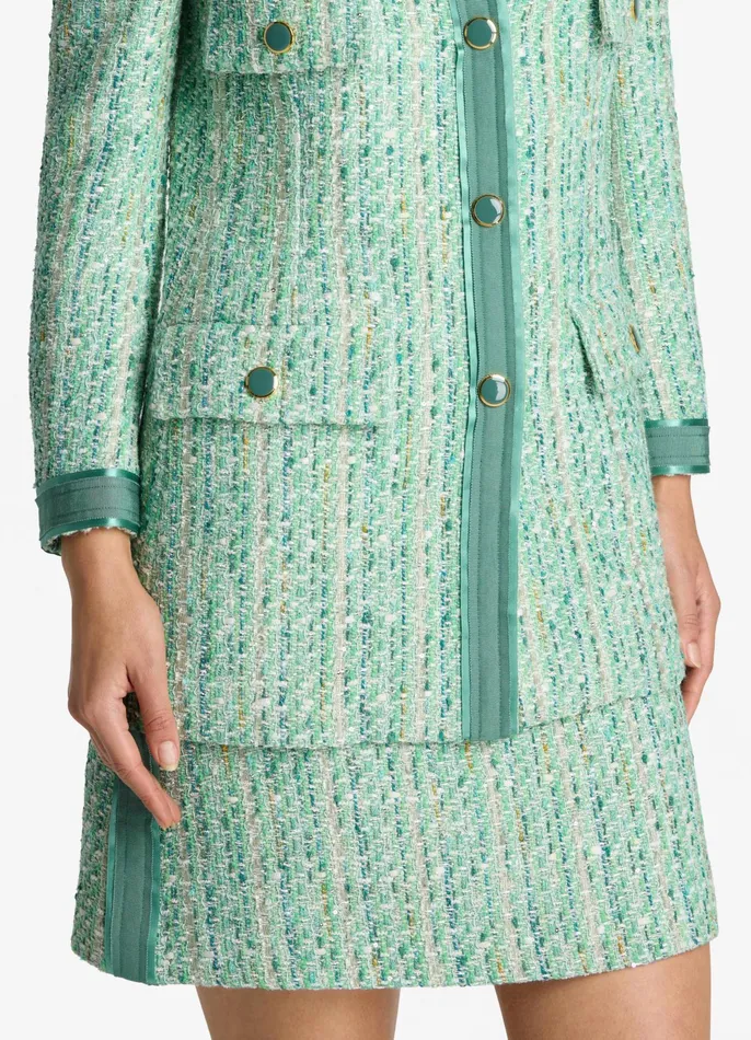 Women Skirts St John Lurex Tweed Short Skirt Jade Multi Women Skirts St John Lurex Tweed Short Skirt Jade Multi